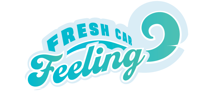 Fresh Car Feeling text with wave and stars graphic