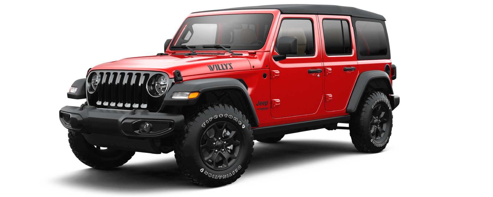 Red Jeep front and side view Red Jeep front and side view